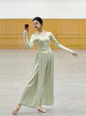 现代舞练功服舞蹈裤宽松飘逸直筒阔腿裤长裤中国古典舞练功裤演出