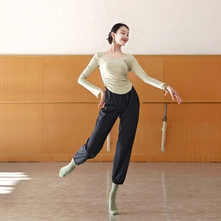 现代舞秋冬练功服修身 针织上衣女中国舞形体舞蹈服艺考 方领长袖