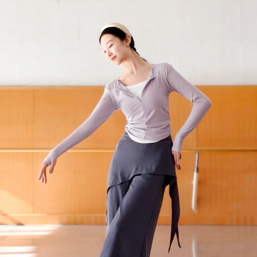 2026新款现代舞练功服假两件半拉链女成人上衣古典舞中国舞形体服
