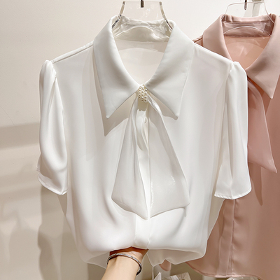 纯色其他韩版新款翻领雪纺衫