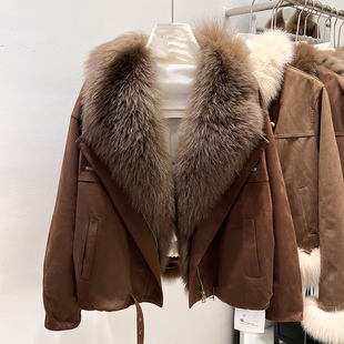 2025新款韩国气质加厚大翻领毛领可拆卸狐狸毛皮羽绒外套女冬季