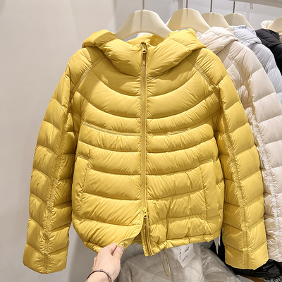 2025新款韩国修身显瘦连帽拉链纯色加厚保暖短款排骨羽绒服女冬