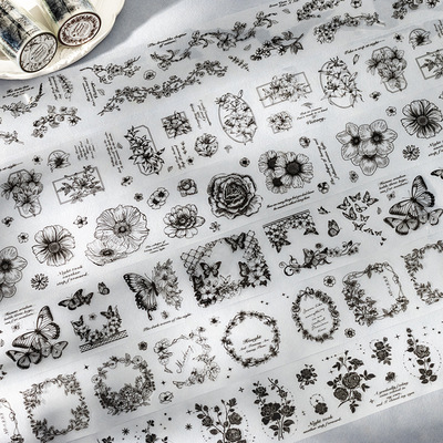 夜阑花事系列植物花主题PET胶带