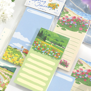 只有花知道便签本 简约文艺风景手帐素材无粘性内页便签纸60张