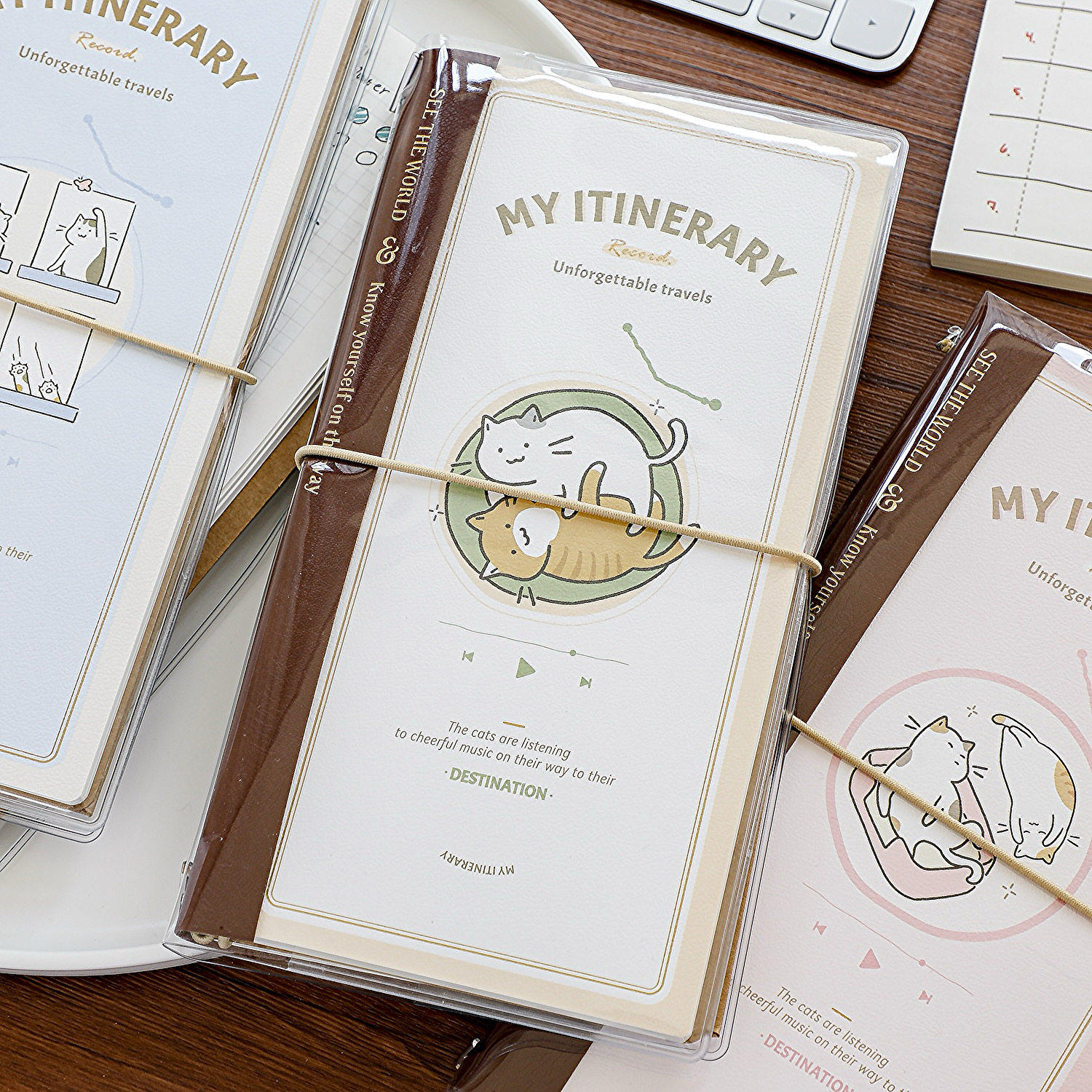 新款小猫奈奈TN手帐本 方格+空白手账本可爱猫咪笔记本子日记本