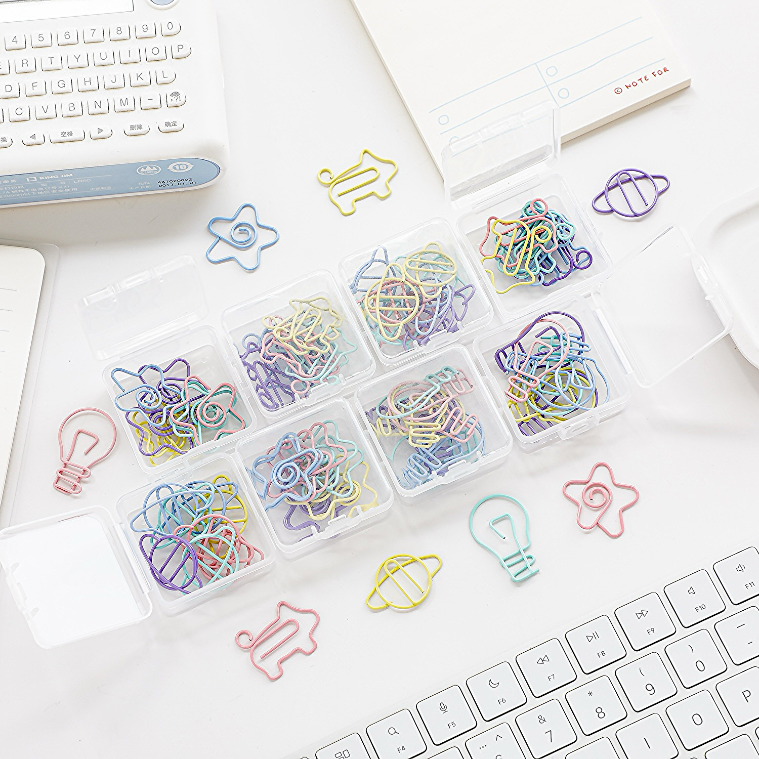 可爱异形彩色回形针套装