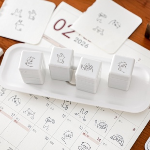 可爱多层卡通光敏印章手帐素材印画手账装饰涂鸦打卡小印章套装