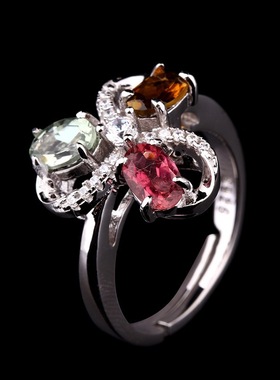 珠宝925银戒指女款饰品纯银首饰碧玺指环时尚石配饰BS043