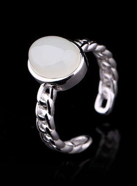 925银戒指时尚饰品纯银首饰白玉指环时尚配饰HTC053