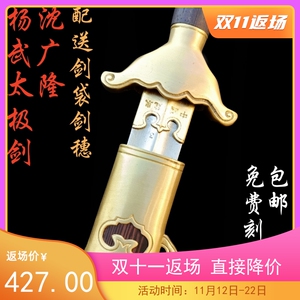 龙泉新款宝剑品牌沈广隆纯铜杨武武术晨练标准太极剑包递未开刃