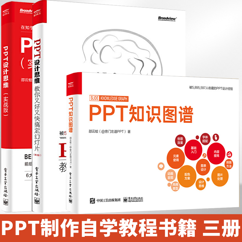 PPT知识图谱+PPT设计思维 实战版+教你又好又快搞定幻灯片 全3册 