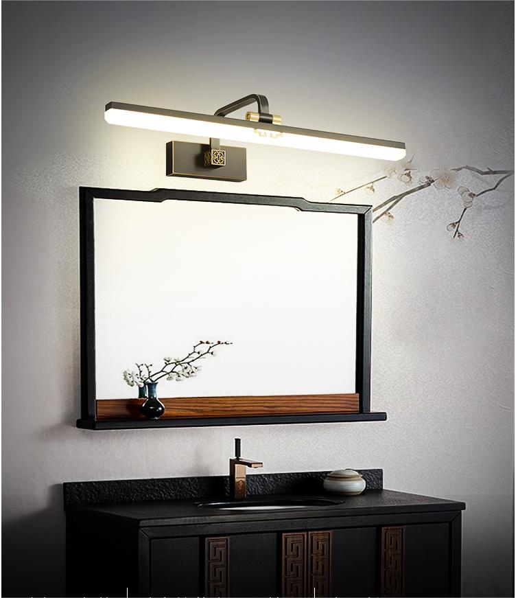 新中式全铜化妆补光灯LED黑色铜色镜柜灯梳妆台浴室镜卫生间壁灯