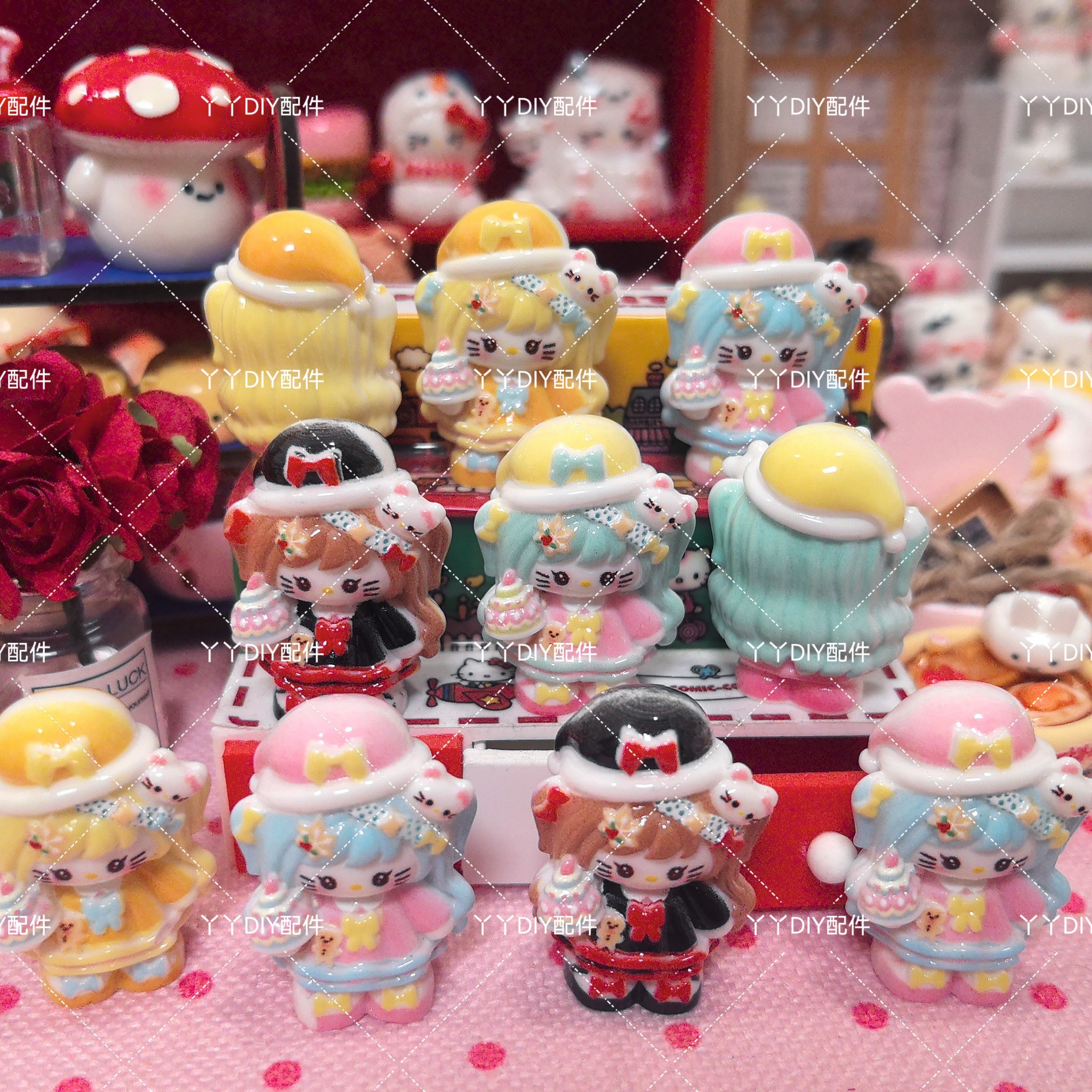 微缩仿真定制食玩立体拿蛋糕KT树脂配件过家家娃娃屋摆件场景