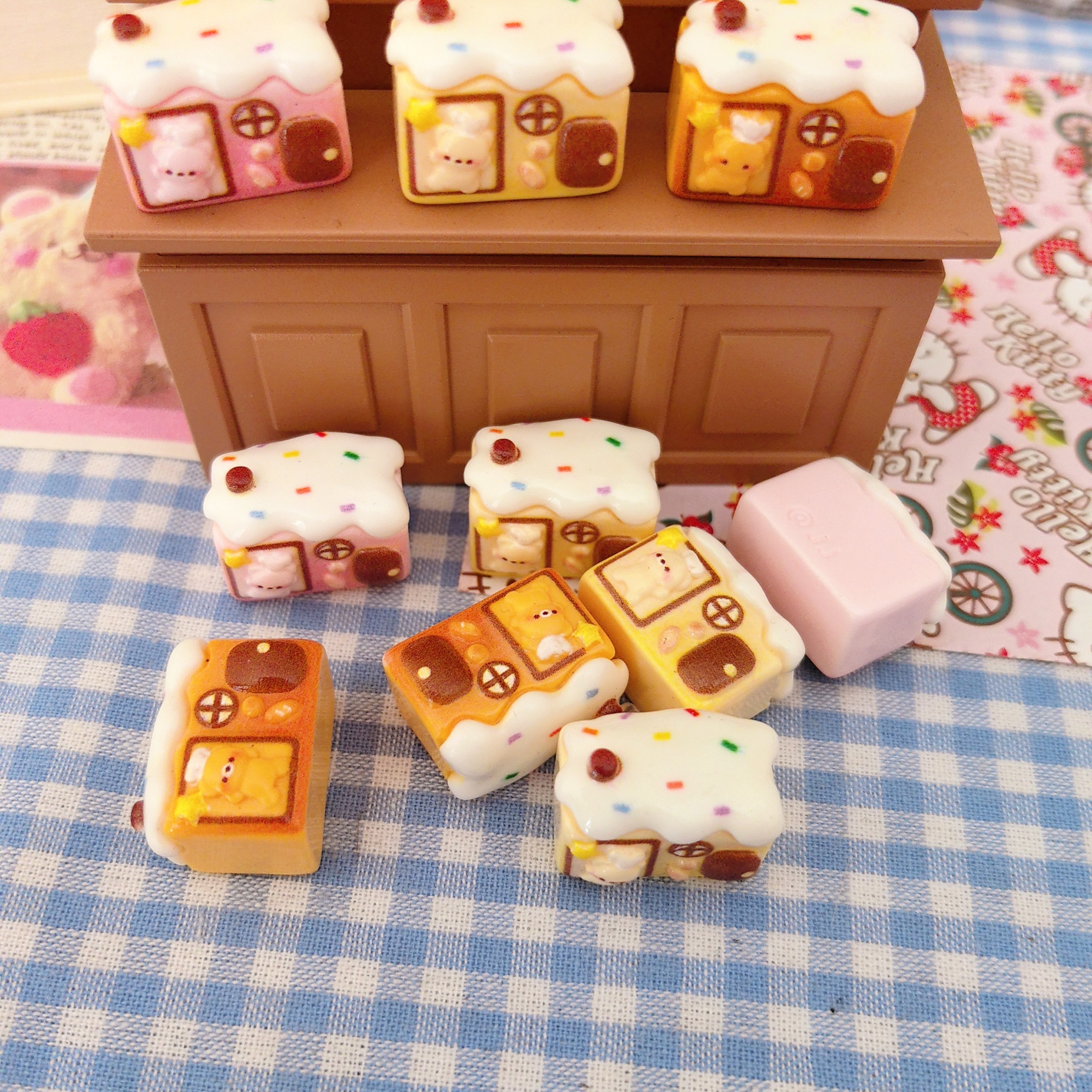 定制食玩厨师小熊雪顶屋diy树脂配件娃娃屋过家家场景摆件