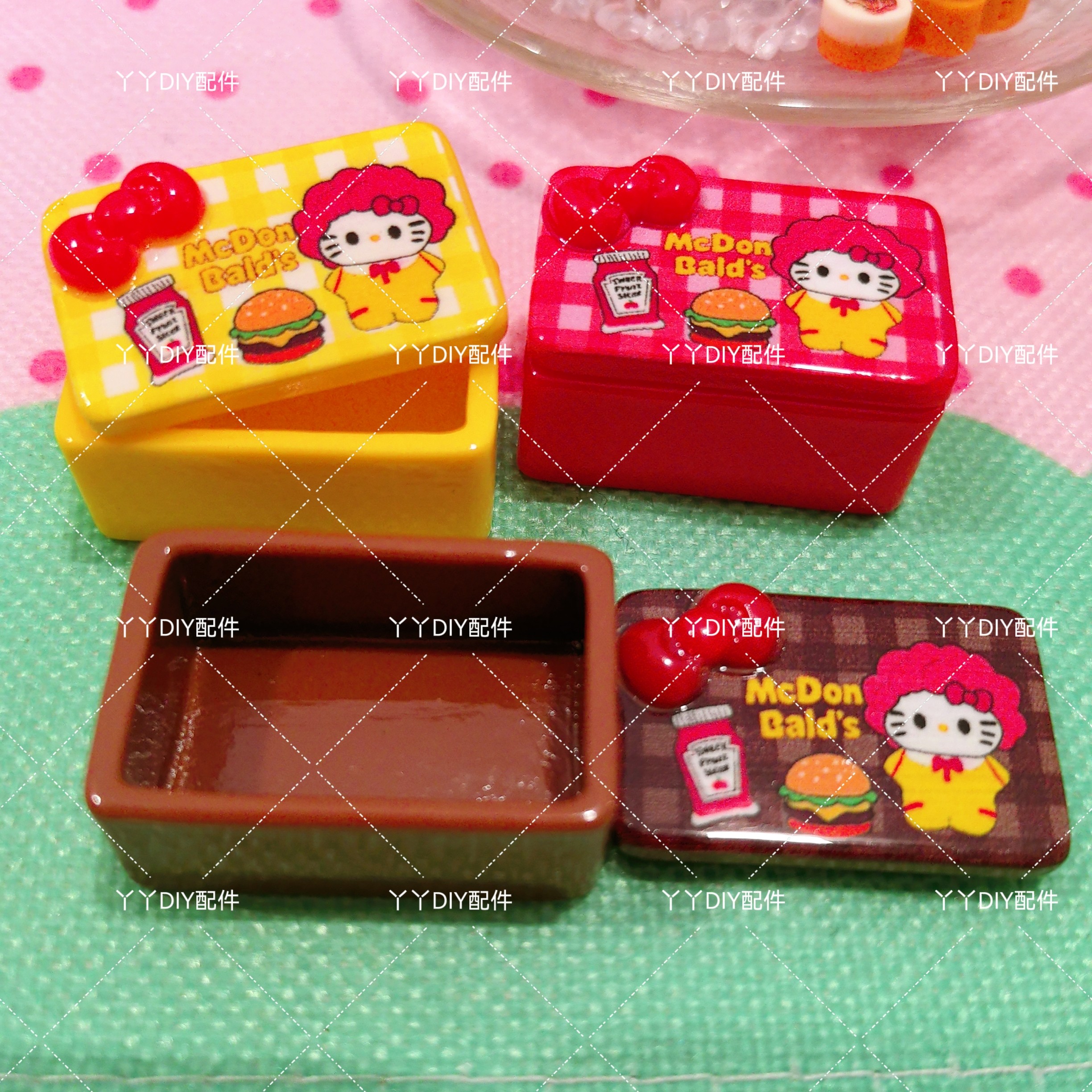 微缩定制食玩KT汉堡薯条盒DIY树脂配件过家家娃娃屋摆件场景
