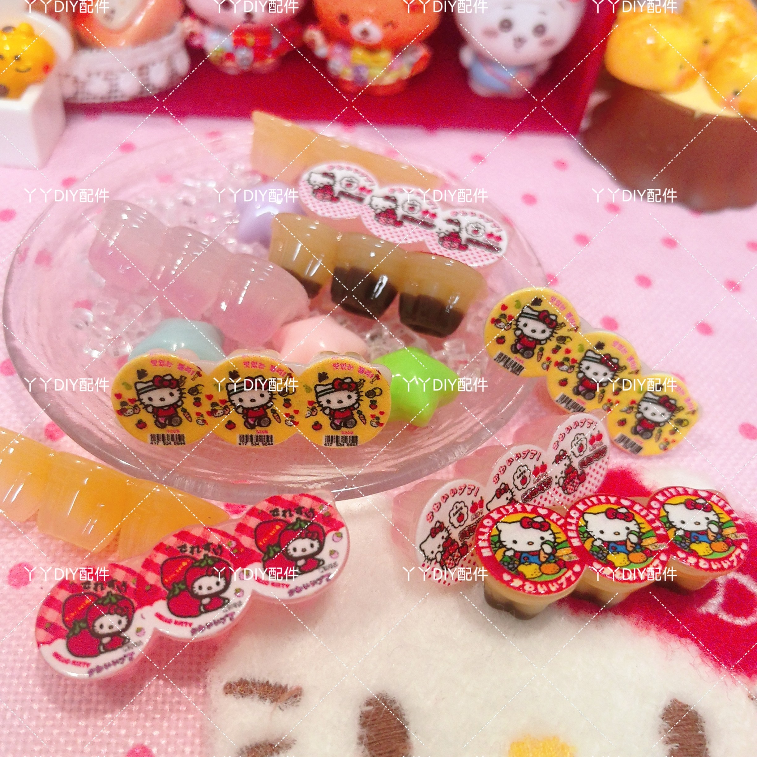 微缩定制食玩KT联排布丁DIY树脂配件过家家娃娃屋摆件场景