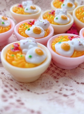 定制食玩仿真猫咪KT泡面碗食玩diy树脂配奶油胶手机壳饰品材料