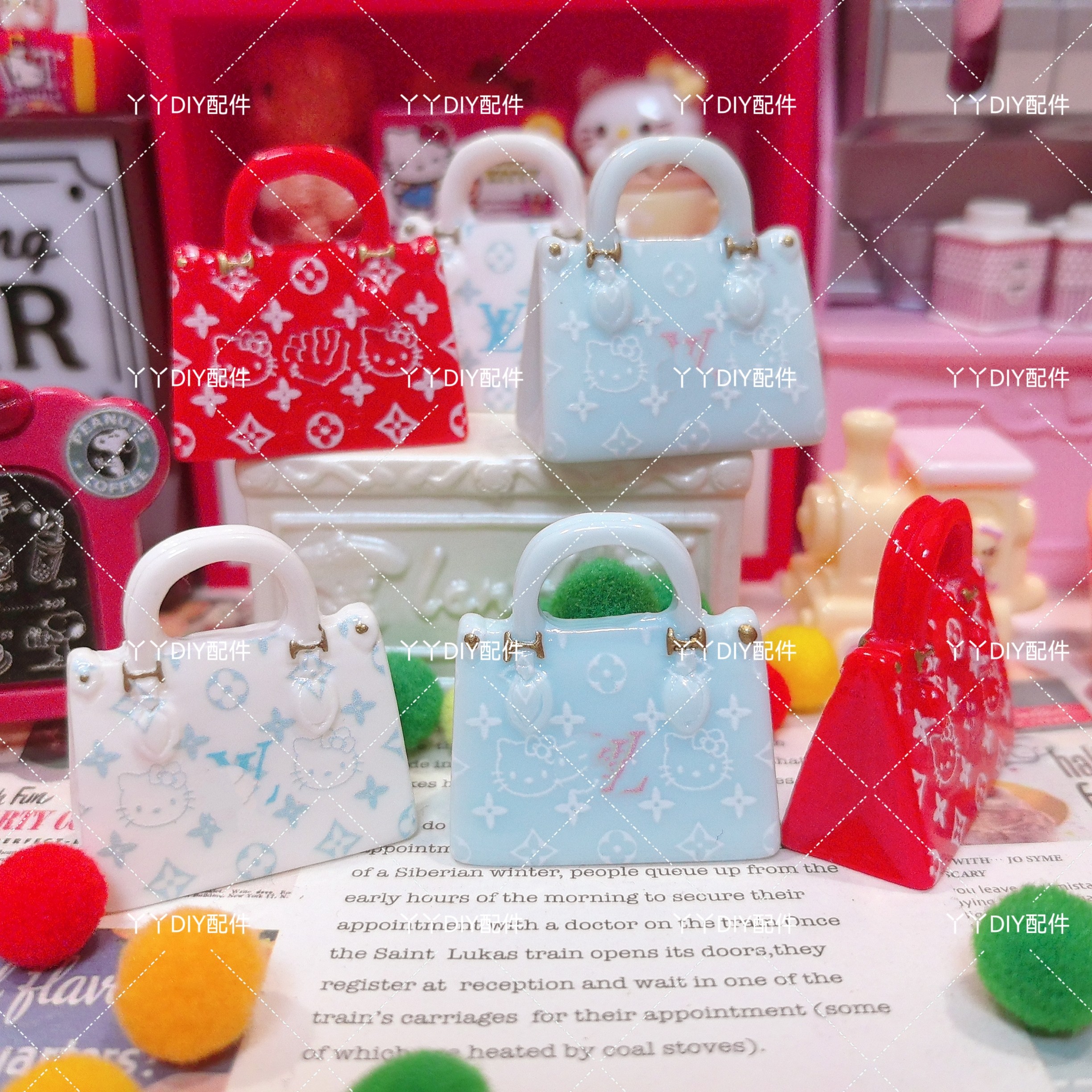 仿真定制食玩kitty驴牌手提包DIY树脂配件过家家娃娃屋摆件场景