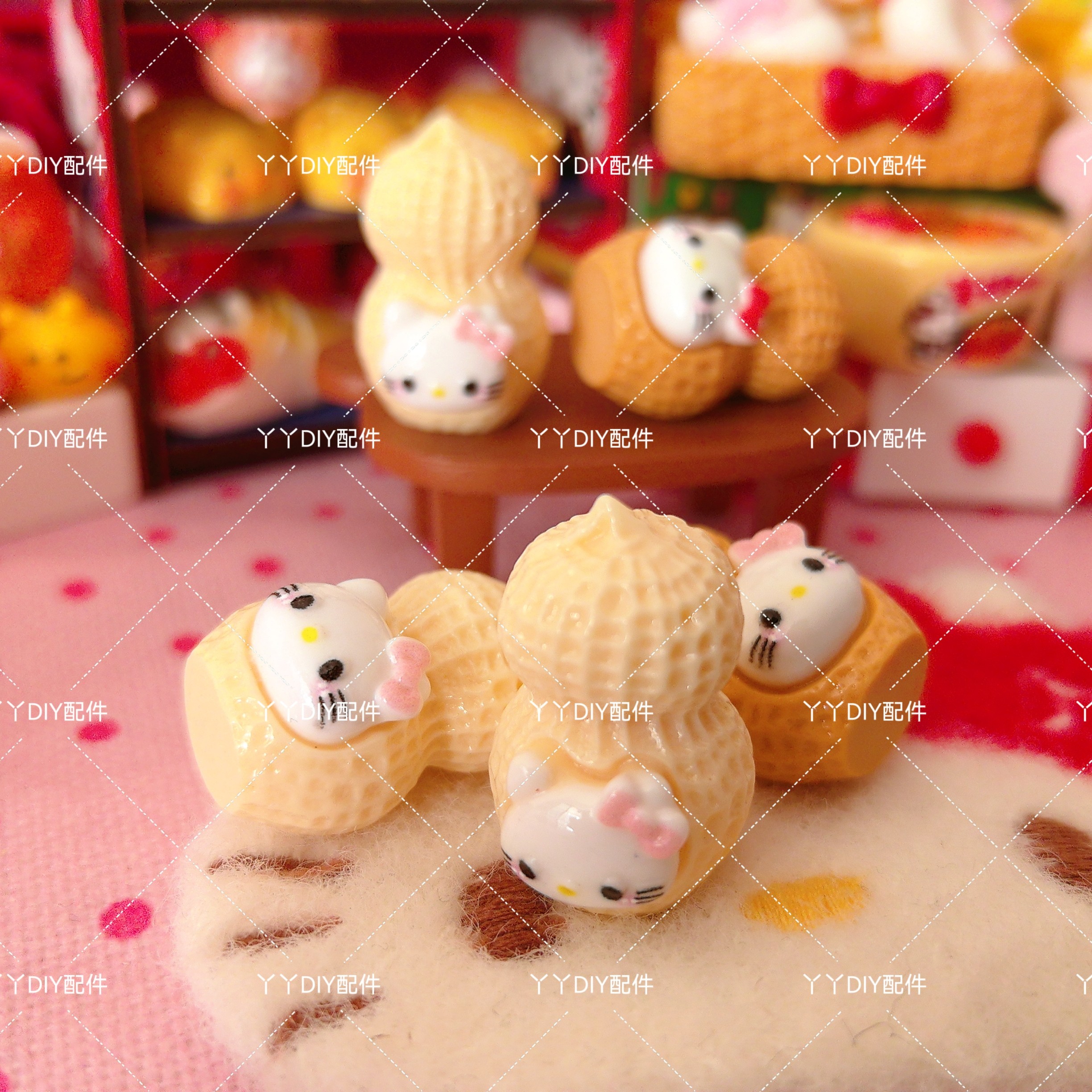 仿真定制食玩kitty花生DIY树脂配件过家家娃娃屋摆件场景