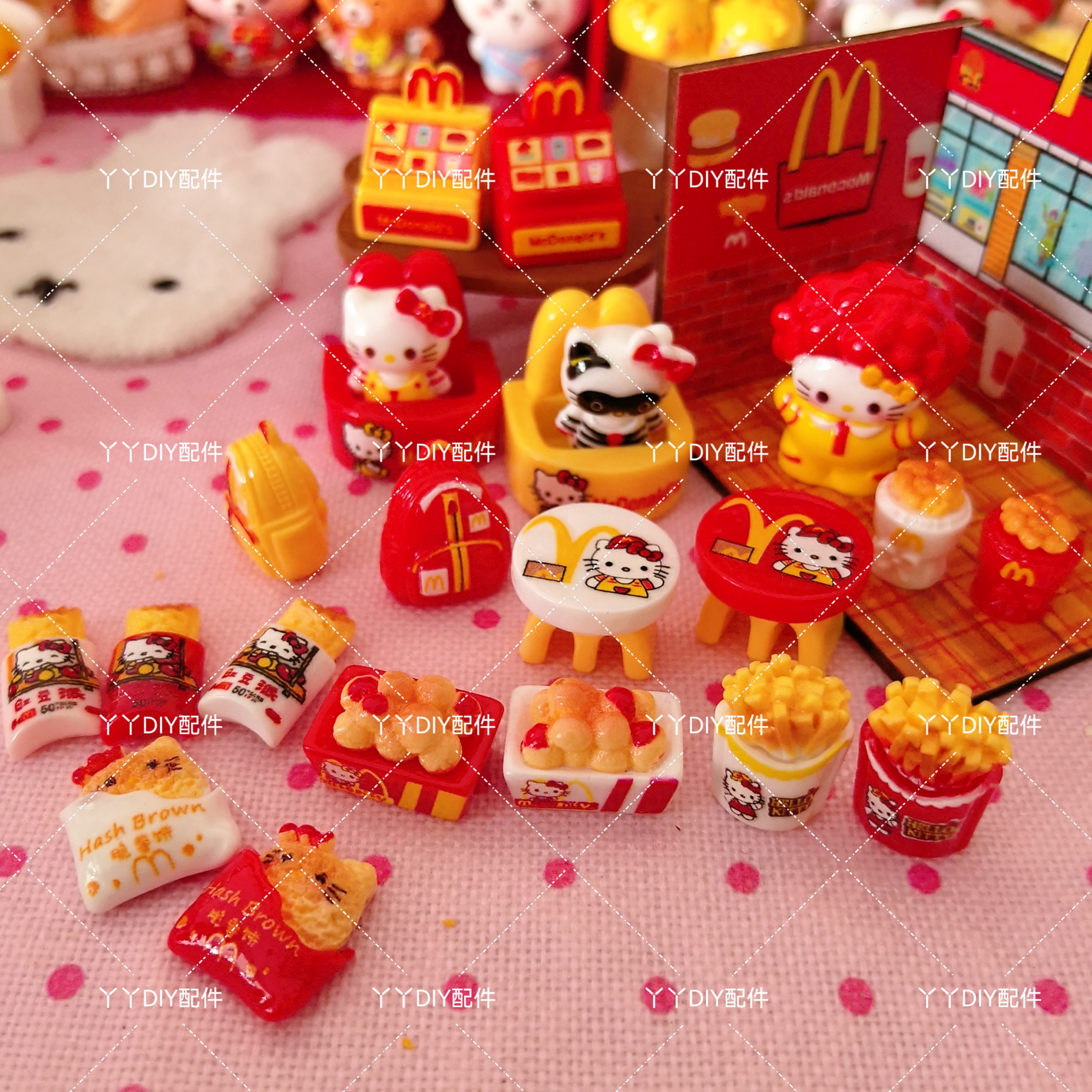 微缩定制食玩KT猫麦当当薯条DIY树脂配件过家家娃娃屋摆件场景
