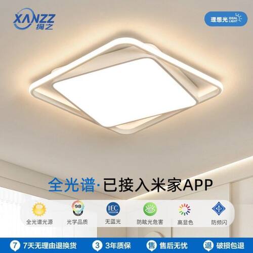 接入米家APP网红铁艺灯卧室led吸顶灯新款餐厅客厅书房超薄房间灯