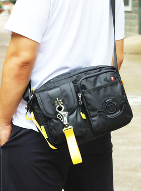 TOUGH男潮牌ins运动休闲轻便防水牛津布多口袋水壶折伞斜挎单肩包