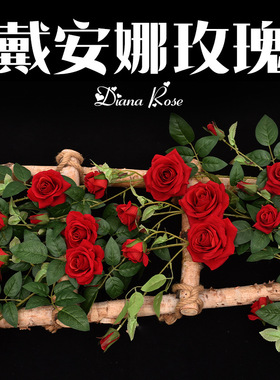 仿真玫瑰花藤假花藤条空调管道栅栏装饰藤蔓管子塑料高档墙面遮挡
