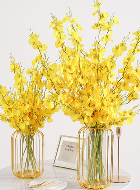 跳舞兰仿真花束欧式摆件花艺假花干花家居客厅餐桌电视柜装饰摆设