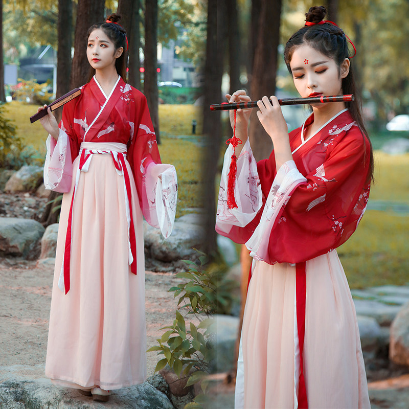 传统改良汉服女清新淡雅襦裙古风服装高腰秋冬仙女裙魏晋风古装