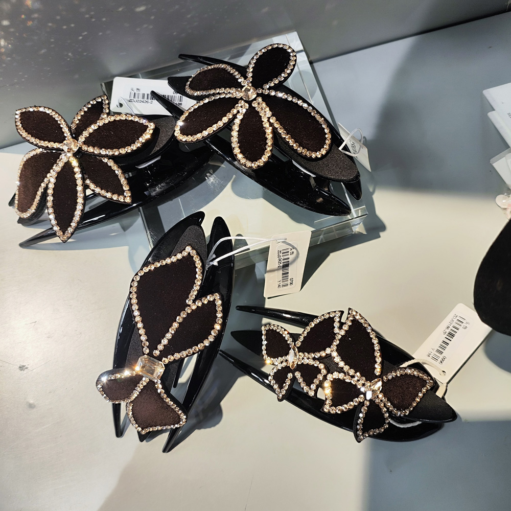 蝴蝶小花闪钻水晶锆石发夹