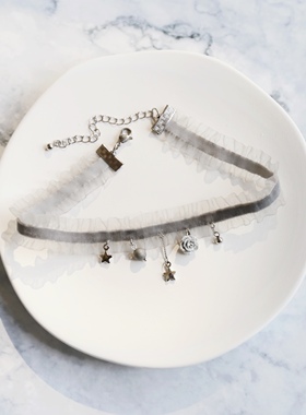 玫瑰灰色星球 气质复古温柔优雅丝绒日系项圈choker颈饰颈链秋冬