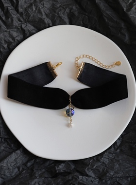 幻彩星球choker 复古黑色丝绒简约项圈短项链宽脖子饰品 原创设计