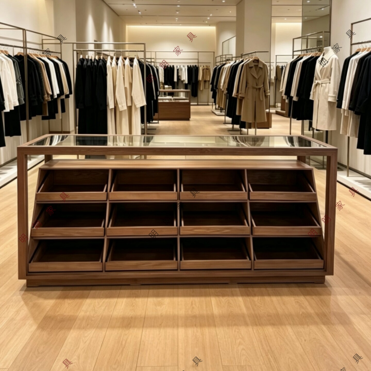 服装店中岛桌展示台流水台收纳柜