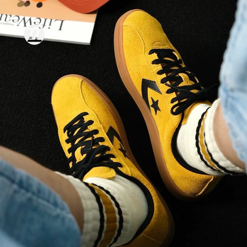 Converse/匡威 RUNNING  黄黑色中性系带低帮舒适板鞋 A15621C