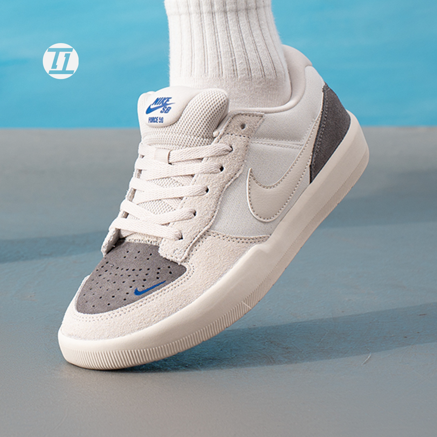 耐克NIKE SB FORCE 58 新款灰白男女翻毛皮运动板鞋 IQ8398-001