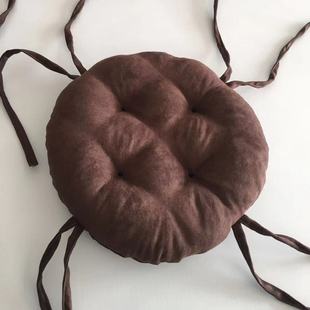 纯色亚麻布圆形坐垫薄团加厚泡泡垫圆户外石凳垫子凳子椅垫可定做