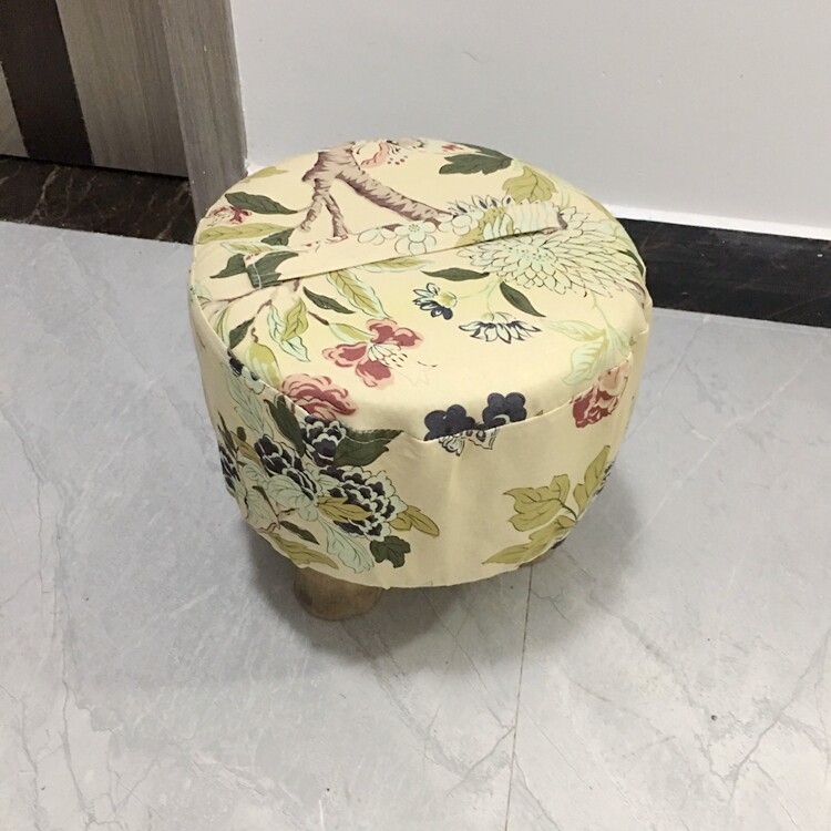 帆布圆板凳罩子 田园椅罩定做款 吧台椅子套坐板罩子圆形凳子套