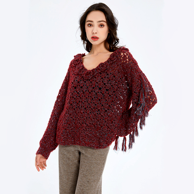 手工手工流苏v领毛衣v领