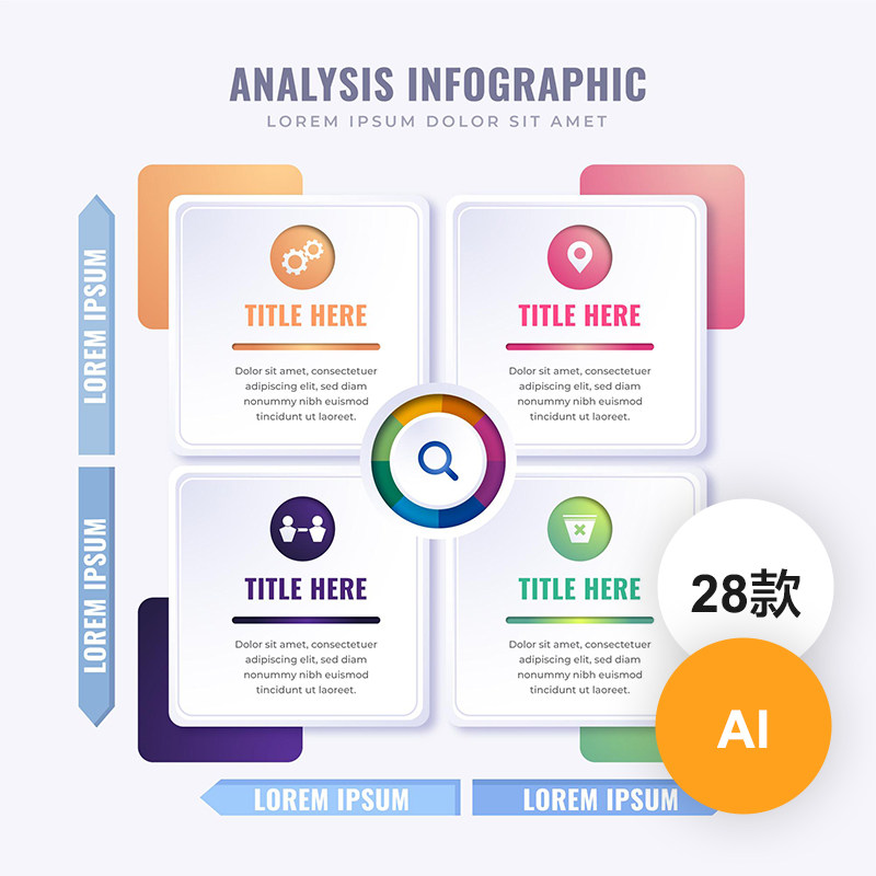 28款安索夫矩阵图形数据可视化图表 ai素材模板下载