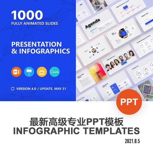 蓝色高端PPT模板高级感竖版企业宣传介绍工作动画keynote动态模版