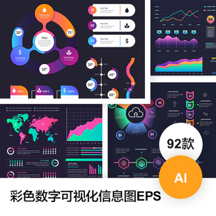 创意数据图表时间轴饼状环形结构ppt图AI矢量图形JPG大图素材下载