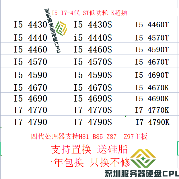 4440 4430 4590 4460 4670 4570T 4770 1150针CPU 4790S 4690