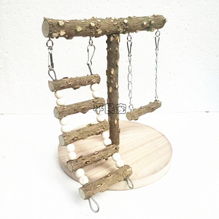 鹦鹉花椒木游戏架 带爬梯秋千鹦鹉台架 鹦鹉训练站架 鹦鹉游乐场