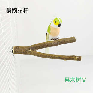 鹦鹉玩具原木树杈鸟类站杠站杆天然果木树叉站架磨爪栖息木