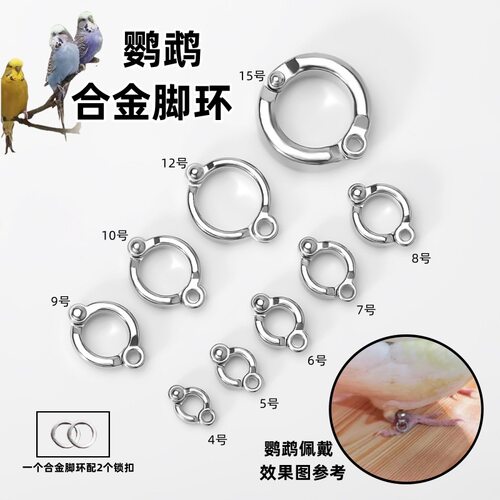 鹦鹉脚环 鸟类脚环脚配件鸟活动开口圈扣用品鸟扣 玄凤虎皮鸟脚环