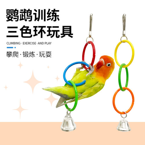 鹦鹉三色环鸟笼配件攀爬DIY圆环架五色环磨嘴啃咬宠物用品鸟玩具