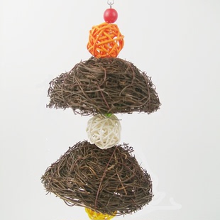 饰品仿真鸟窝鸟巢盆 宠玩笑鸽子鸟窝啃咬藤编织伞形挂蓝鸟窝鸟笼装
