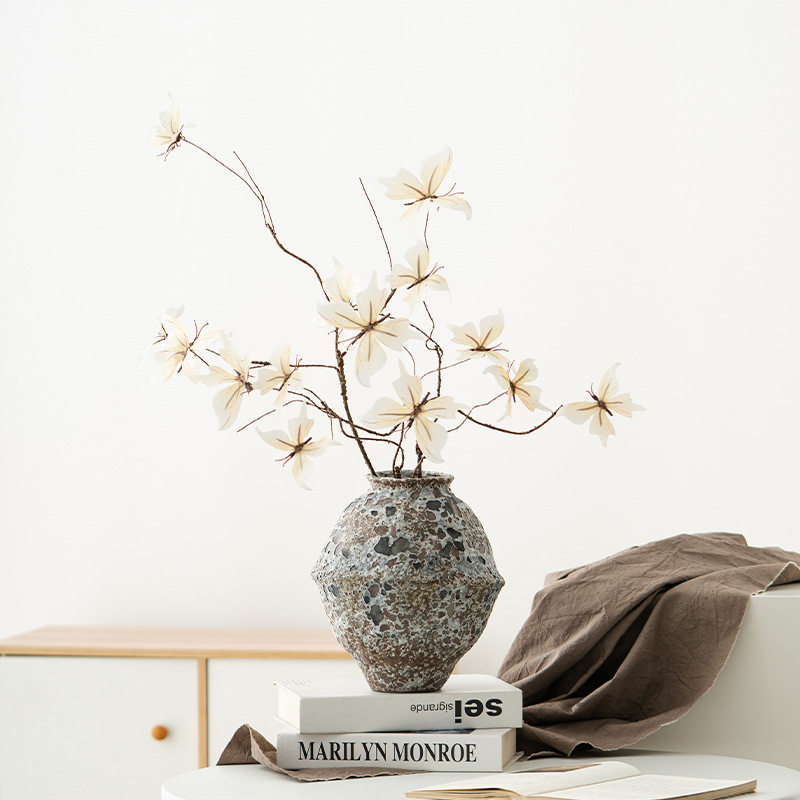 侘寂风复古粗陶陶瓷花瓶设计感小众民宿酒店桌面干花插花花器摆件,家居饰品,花瓶,淘宝优惠券,粉丝福利购,淘宝优惠卷