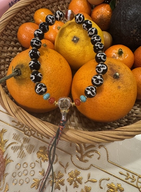 菩提树天珠手持一串19颗咬色清晰配藏银扎基拉姆三通顶珠一线药师