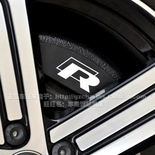 GTI耐高温刹车贴纸 R卡钳贴 定制做大众R刹车卡钳字标车贴纸 Golf